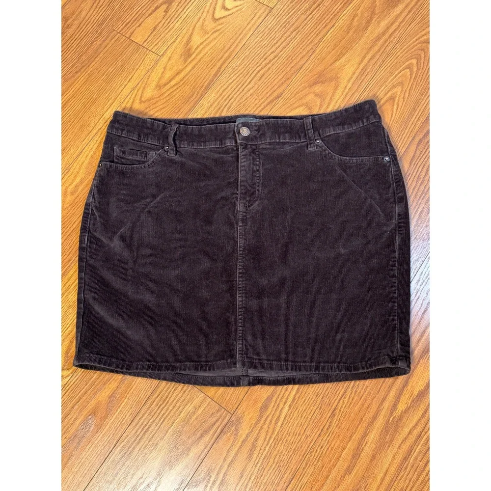 Torrid Brown Corduroy Mini Skirt Womens 16 Plus Size 5 Pocket Stretch Casual